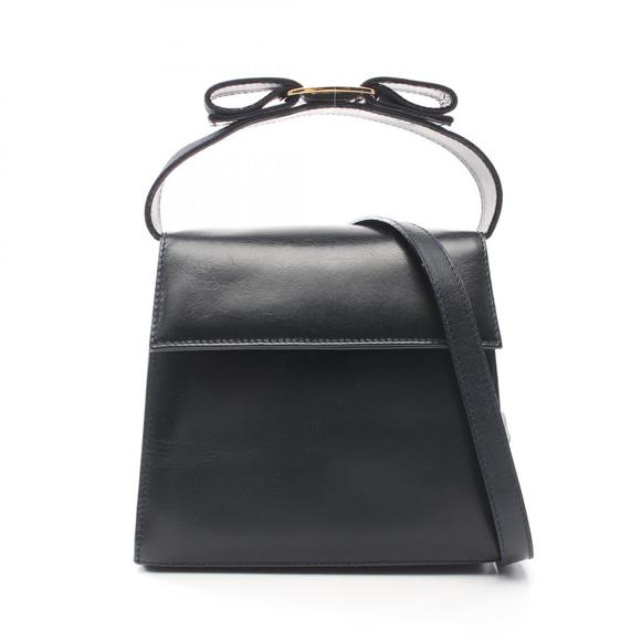Salvatore Ferragamo Black Handbag Ribbon Leather Vara - Picture 1 of 8